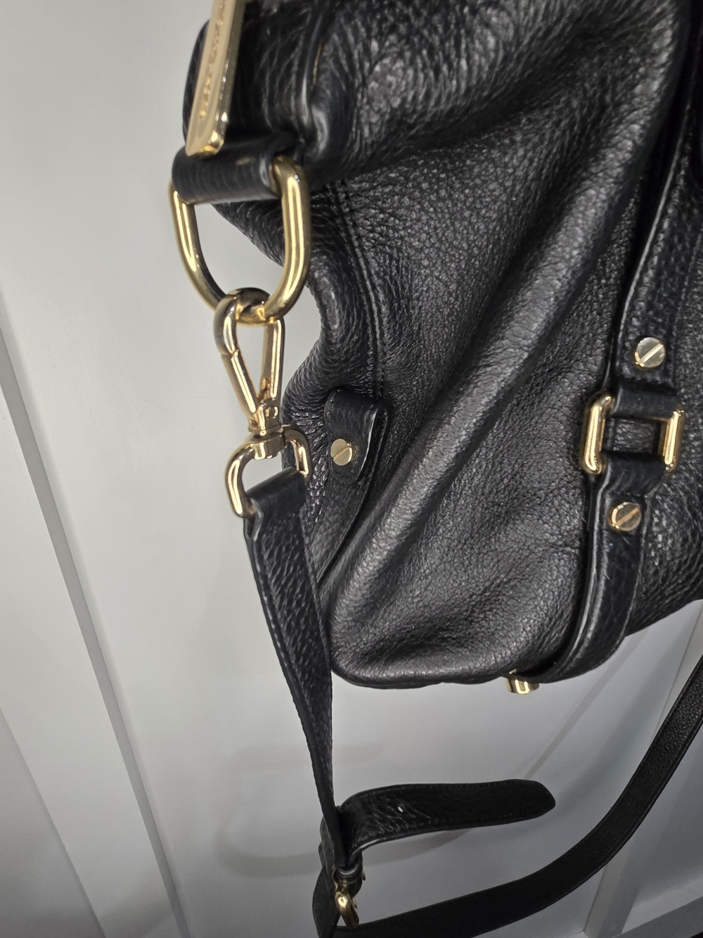 Michael Kors Black Leather Satchel with Gold Hardware - Picture 4 of 11